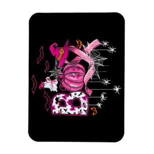 Boo Halloween Pumpkin Pink Ribbon Witch Breast Can Magnet