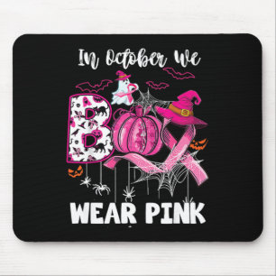 Boo Halloween Pumpkin Pink Ribbon Witch Breast Can Mouse Pad