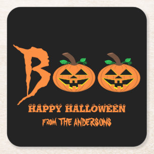 BOO! Halloween Pumpkins Paper Coaster