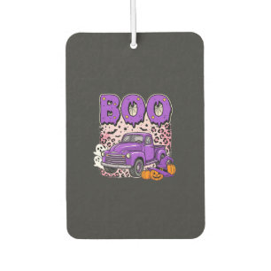 Boo Halloween Purple Truck Ghost and Pumpkins Desi Air Freshener