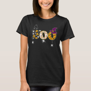 Boo Halloween Spiders And Witch Hat Pumpkin Ghost T-Shirt