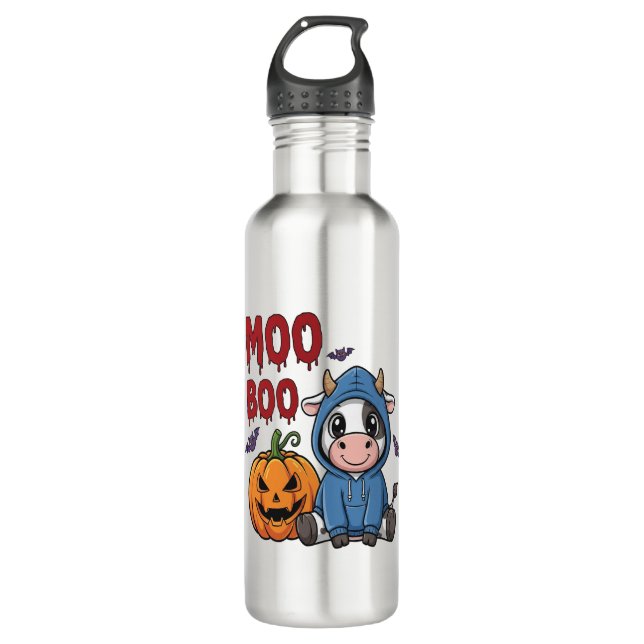 Boo Halloween Spooky Ghost Cow 710 Ml Water Bottle (Front)