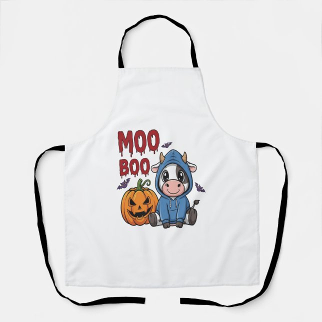 Boo Halloween Spooky Ghost Cow Apron (Front)