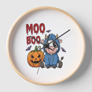 Boo Halloween Spooky Ghost Cow Clock