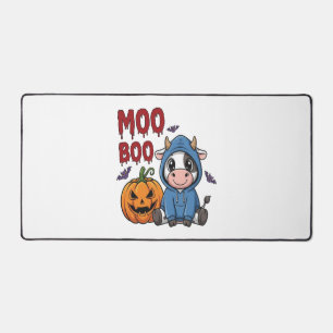 Boo Halloween Spooky Ghost Cow Desk Mat