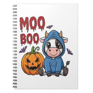 Boo Halloween Spooky Ghost Cow Notebook