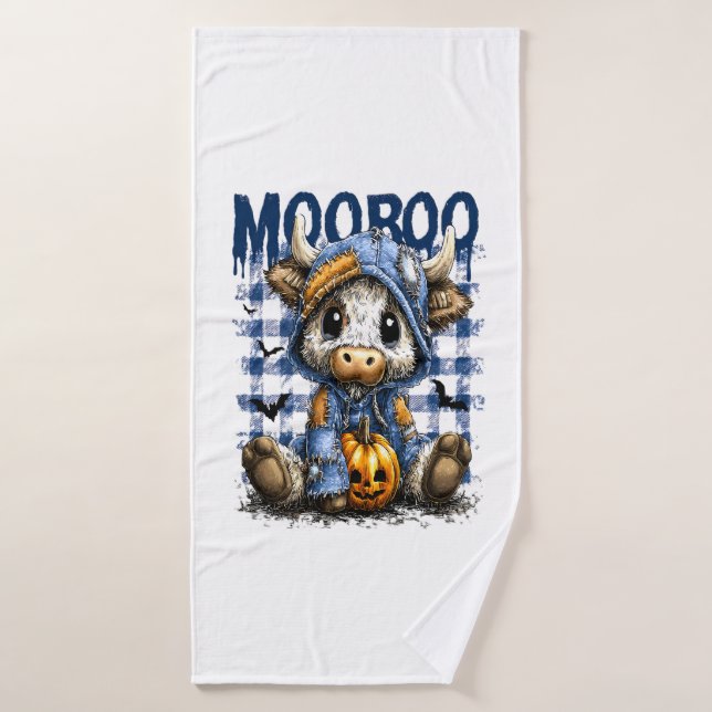 Boo Halloween Spooky Highland Cow Bath Towel (Bath Towel)