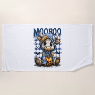 Boo Halloween Spooky Highland Cow Beach Towel