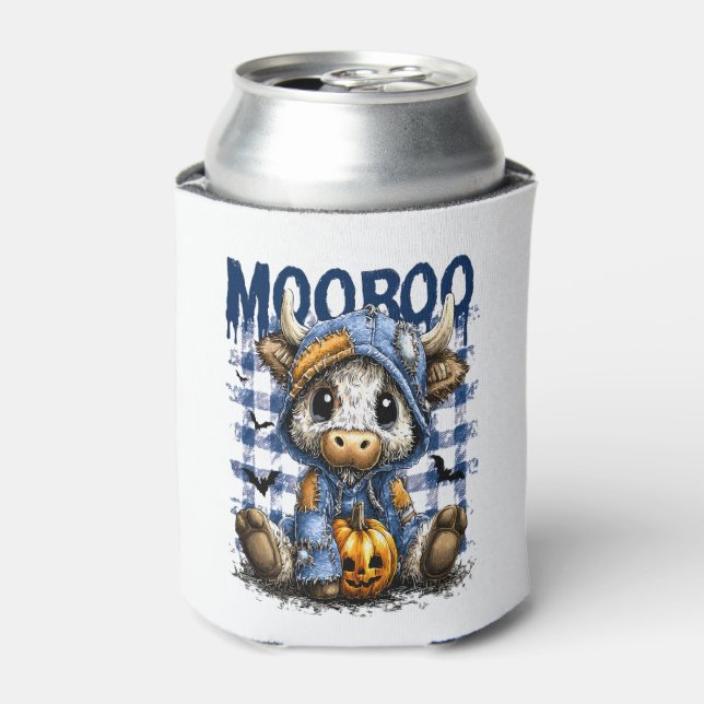 Boo Halloween Spooky Highland Cow Can Cooler (Can Front)