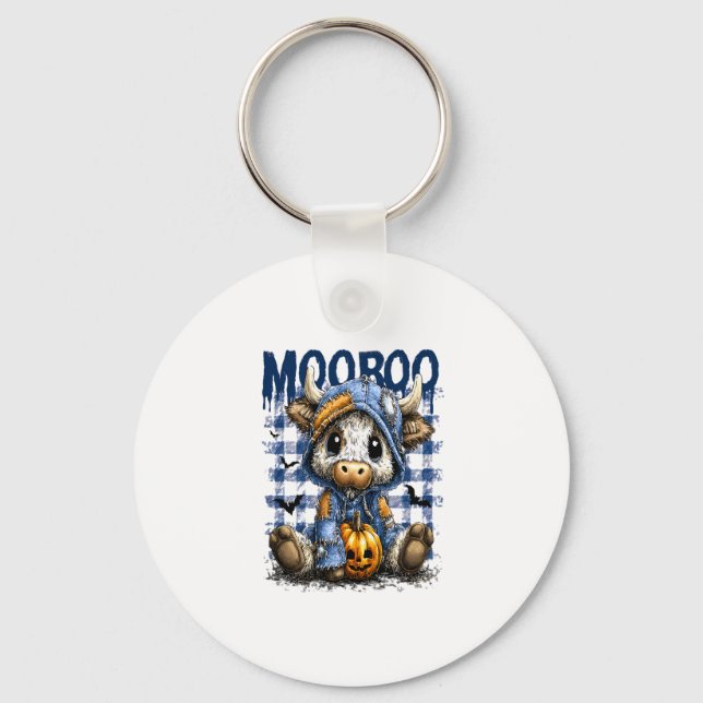 Boo Halloween Spooky Highland Cow Keychain (Front)