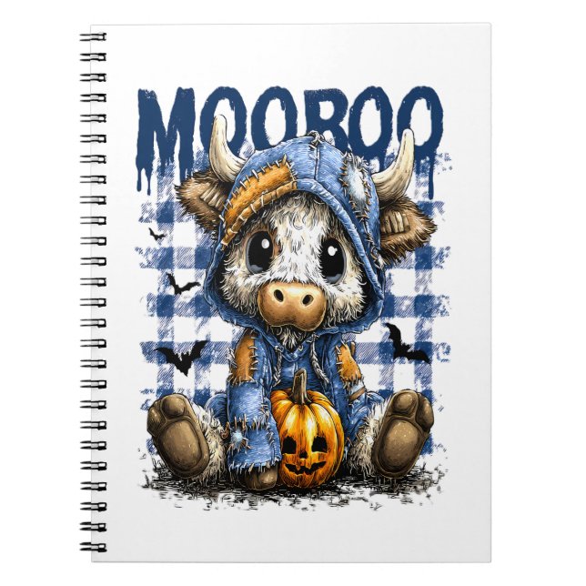 Boo Halloween Spooky Highland Cow Notebook (Front)