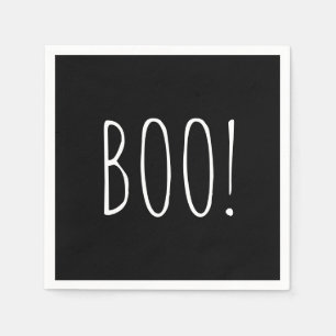 Boo Halloween   Spooky Kids & Adults Black Party Napkin