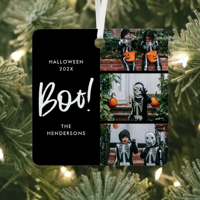 Boo Halloween Tree 3 Photo  Metal Ornament (Insitu)