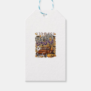 Boo Halloween Vintage Truck Ghost Pumpkins Leopard Gift Tags
