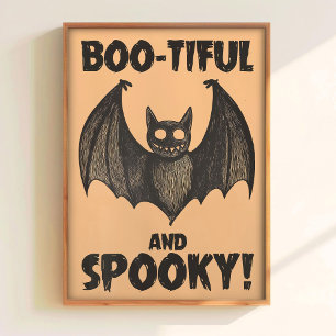 BOO Halloween Wall Art Printable Cute Bat Poster 