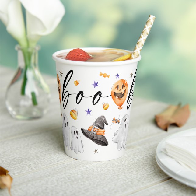 Boo Halloween Watercolor Party Paper Cups (Insitu)