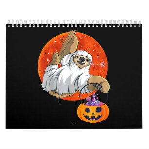 Boo Halloween With Sloth Witch Hat And Spider Calendar