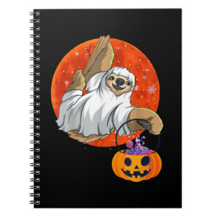 Boo Halloween With Sloth Witch Hat And Spider Notebook