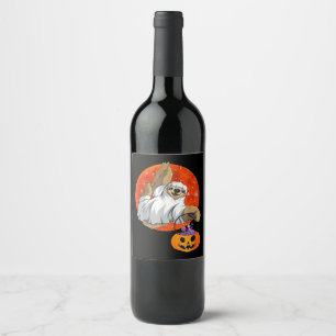 Boo Halloween With Sloth Witch Hat And Spider Wine Label