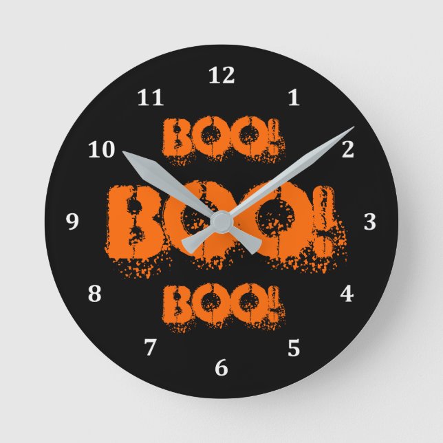 Boo Halloween Word Text Funny Scary Square or Round Clock (Front)