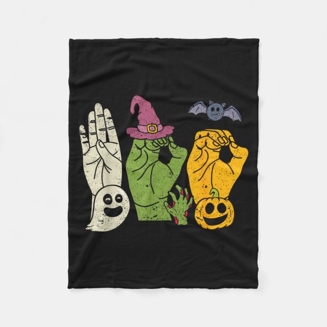 Boo Hands American Sign Language Pride Asl Fleece Blanket (Front)