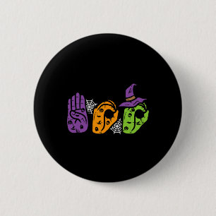 Boo Hands American Sign Language Pride Asl Hallowe 2 Inch Round Button