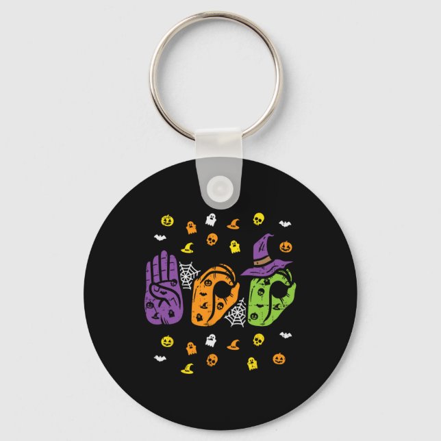 Boo Hands American Sign Language Pride ASL Hallowe Keychain (Front)