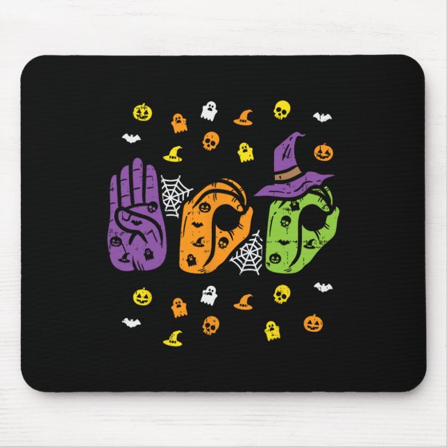 Boo Hands American Sign Language Pride Asl Hallowe Mouse Pad (Front)