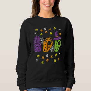 Boo Hands American Sign Language Pride Asl Hallowe Sweatshirt