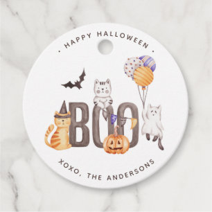 Boo Happy Halloween Cute Kid's Cats Ghosts Pumpkin Favour Tags