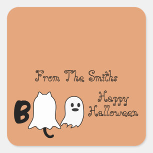 Boo Happy Halloween Cute Square Sticker