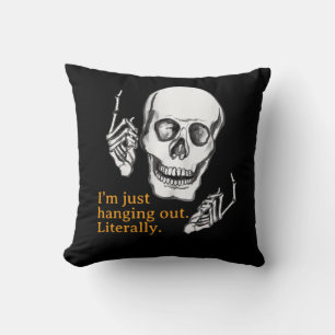 Boo Happy Halloween Funny Skull joking Throw Pillow
