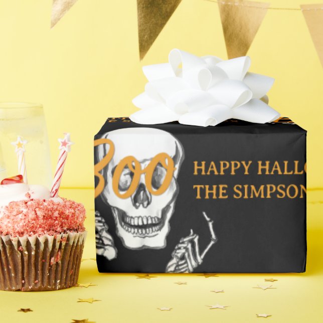 Boo Happy Halloween Funny Skull party Wrapping Paper (Birthday Party)