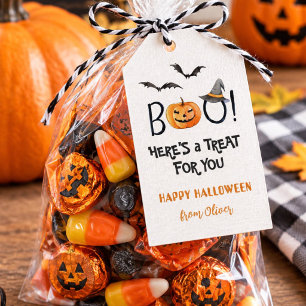BOO Happy Halloween Pumpkin Treats Favour tags