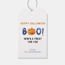BOO Happy Halloween Pumpkin Treats Gift tags