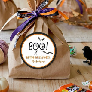 BOO Happy Halloween Treat Classic Round Sticker