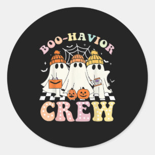 Boo Havior Crew Behavior Yst Halloween Aba Rbt  Classic Round Sticker