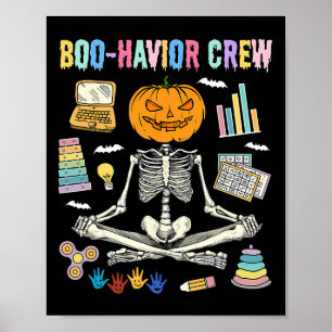 Boo-havior Crew Behaviour Analyst Skeleton Yoga Ha Poster