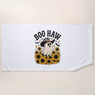 Boo Haw Cow Ghost Western Halloween Beach Towel