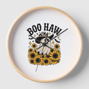 Boo Haw Cow Ghost Western Halloween Clock