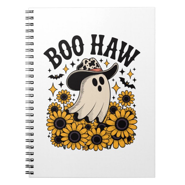 Boo Haw Cow Ghost Western Halloween Notebook (Front)