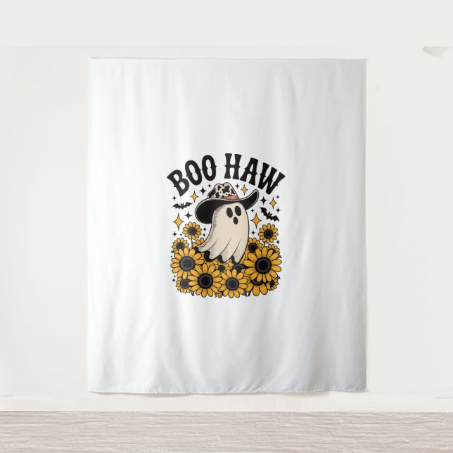 Boo Haw Cow Ghost Western Halloween Tapestry (Front)