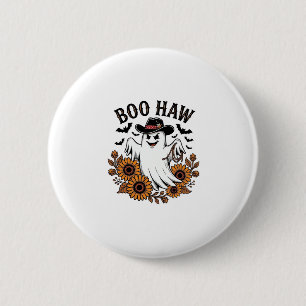 Boo Haw Cowboy Ghost Sunflowers Bats Halloween_1 2 Inch Round Button