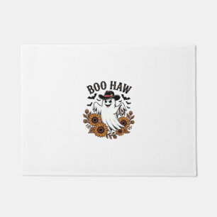 Boo Haw Cowboy Ghost Sunflowers Bats Halloween_1 Doormat