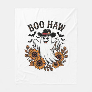Boo Haw Cowboy Ghost Sunflowers Bats Halloween_1 Fleece Blanket