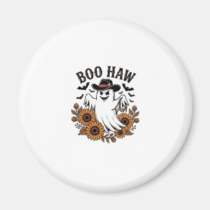 Boo Haw Cowboy Ghost Sunflowers Bats Halloween_1 Magnet