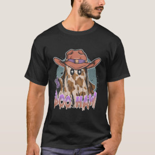 Boo Haw Cute Ghost Western Cowboy Funny Halloween  T-Shirt