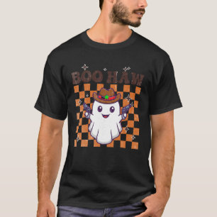Boo Haw Ghost Cowboy Funny Hallowen Spooky Groovy T-Shirt