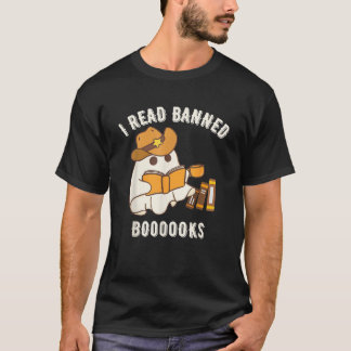 Boo Haw I read banned books Western Cowboy Ghost H T-Shirt