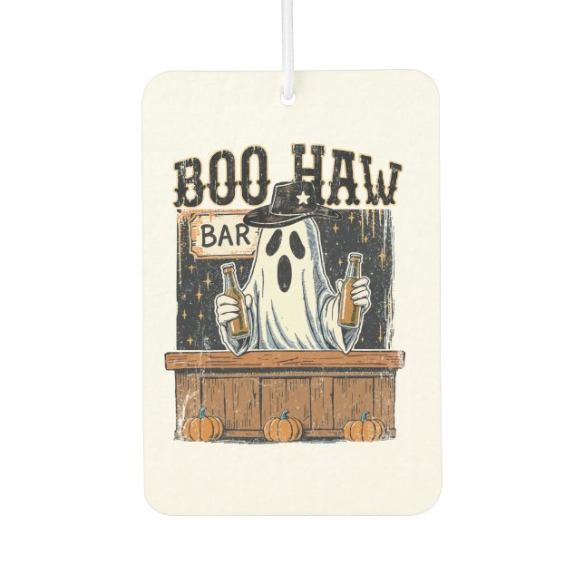 Boo Haw Retro Western Halloween Air Freshener (Front)